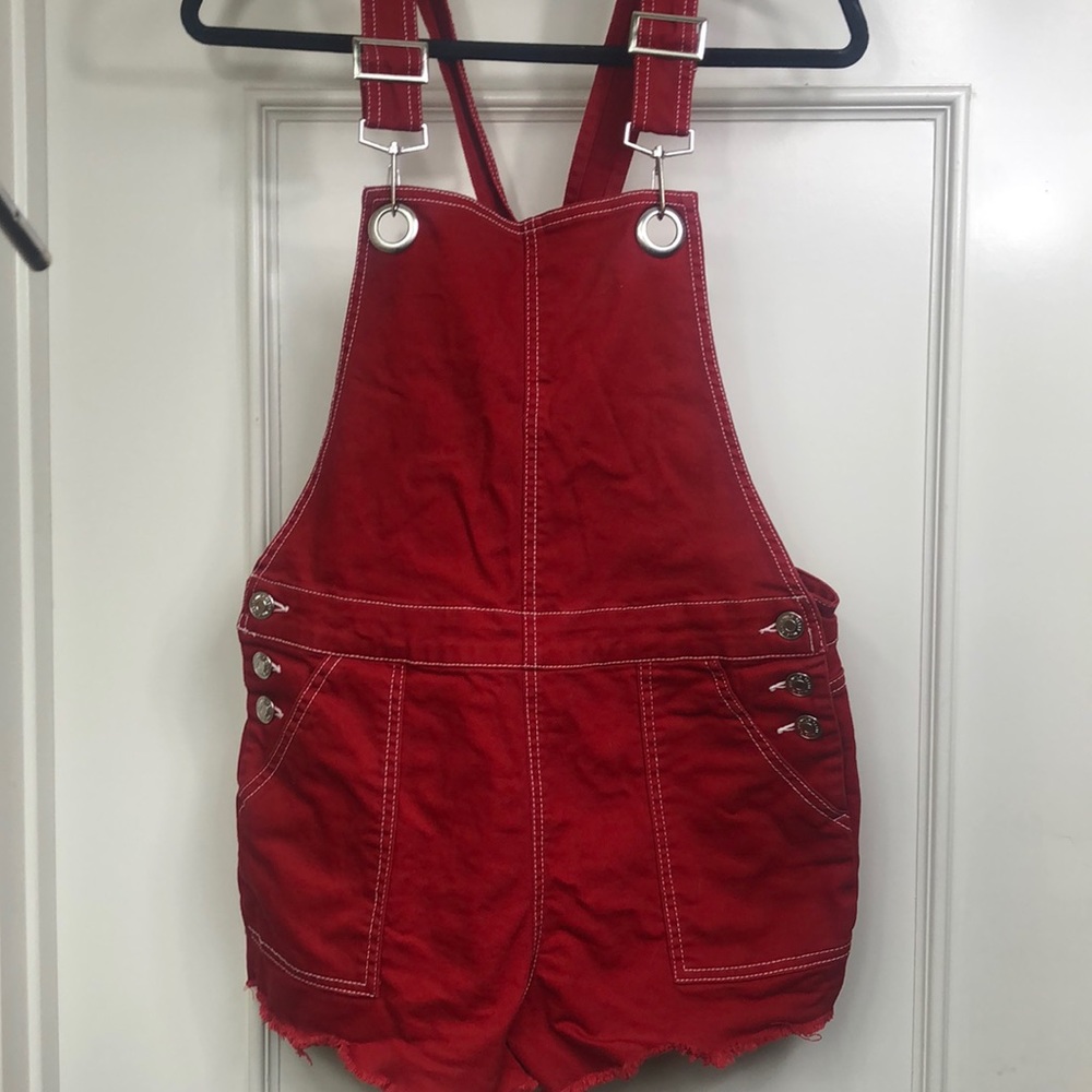 Wild Fable red shortalls with utility pockets. - Picture 3 of 9